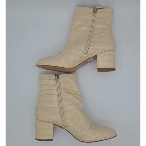 Schutz Women's Size 10B Leather Croco Ankle Boots Lupe Eggshell Side Zip EUC - Picture 6 of 10